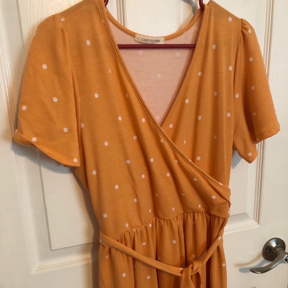 Peach/orange polka dot dress